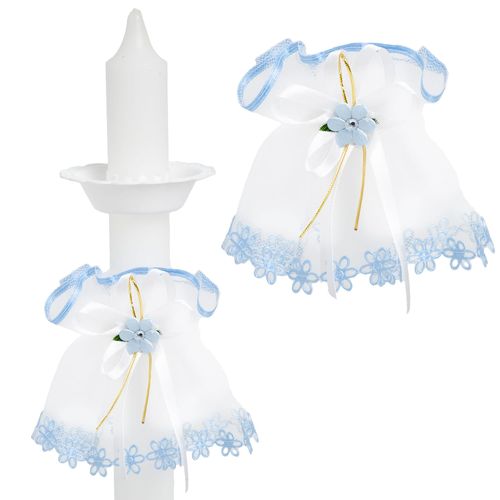Biały stroik na świece do chrztu, komunii  SS-03 na Arena.pl