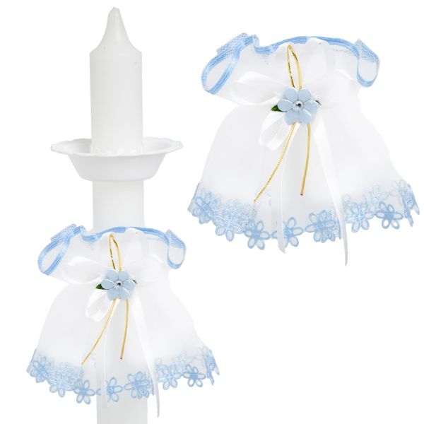 Biały stroik na świece do chrztu, komunii SS-03 zdjęcie 2