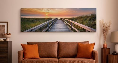Obraz Na Płótnie Canvas MORZE Wydmy Pomost Zachód Słońca 145cm x 45cm na Arena.pl