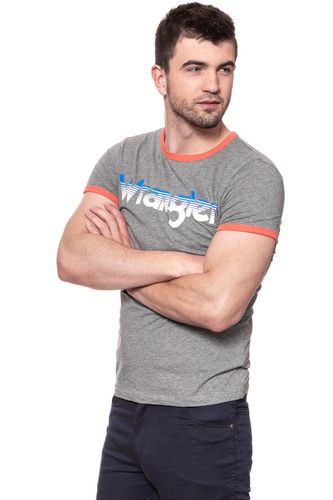 WRANGLER LOGO RINGER TEE GREY MARL W7B68FQVB S na Arena.pl