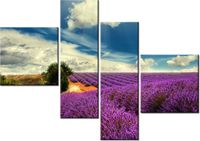 100 70CM OBRAZ 4 ELEM LAWENDOWY KRAJOBRAZ DRUK PŁÓTNO RAMA