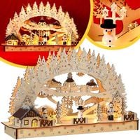 Świecznik LED dekoracja timer drewniane ozdoby swiateczne na okno 45cm