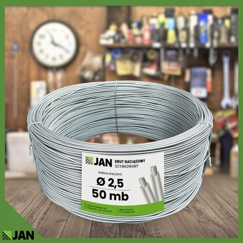 DRUT ocynkowany NACIĄGOWY sadowniczy 2,5 do SIATKI OGRODZENIOWEJ 50m na Arena.pl