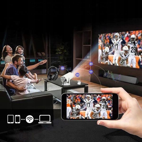 PRZENOŚNY MINI PROJEKTOR ANDROID WiFi RZUTNIK 360 FULL HD 4K Bluetooth zdjęcie 14