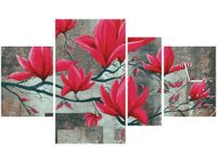 70CM 120CM OBRAZ 4 ELEM FUKSJOWA MAGNOLIA ŚCIENNY