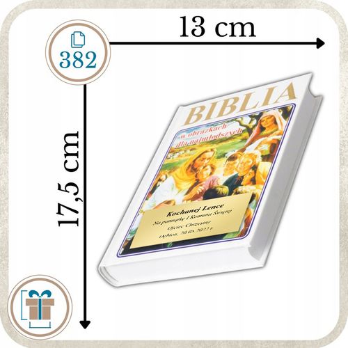 BIBLIA DLA DZIECI ILUSTROWANA Pamiątka Chrztu Komunii Świętej GRAWER na Arena.pl