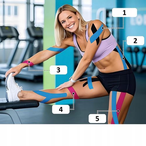 4x TAŚMA KINEZJOLOGICZNA TEJPY TAPE PLASTRY KINESIOTAPING WODOODPORNA 5M na Arena.pl
