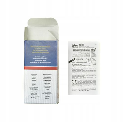 DTM NEO NEO2SZA NEO 2 SZARY PILOT DO BRAMY GARAŻU + BATERIA 433MHz ORYGINAŁ na Arena.pl