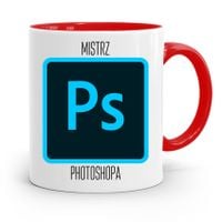 Kubek Czerwony Dla Grafika Mistrz Photoshopa Z Nadrukiem Ze Zdjęciem