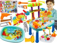 Multifunkcyjny Stolik + Narzędzia, Wkrętarka + Kreatywna Mozaika 355el. Zestaw Konstrukcyjny