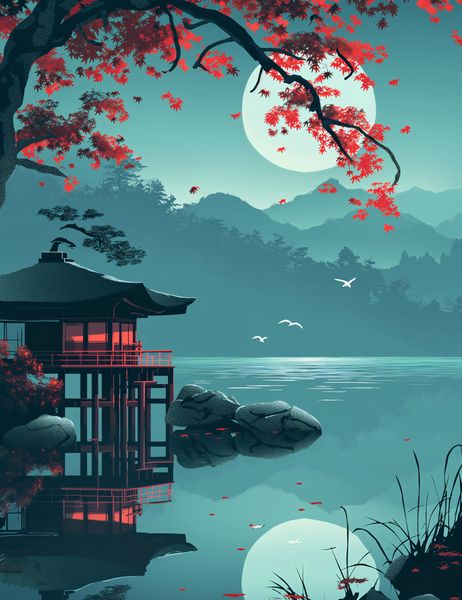 Plakat 50x65cm Japoński Pawilon zdjęcie 1