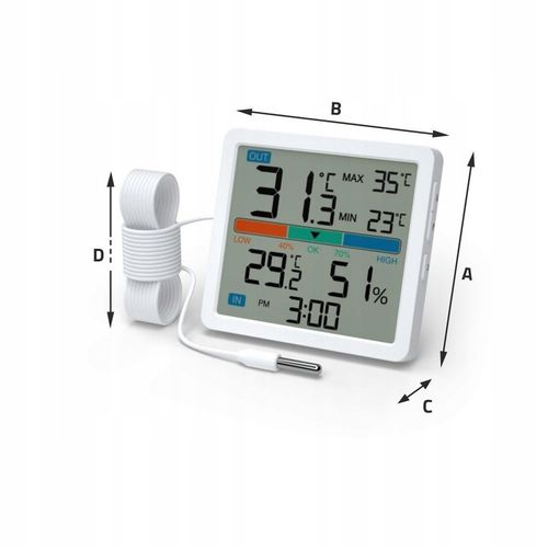 Stacja Pogodowa Termometr zewnętrzny pokojowy wewnętrzny Higrometr Manta na Arena.pl