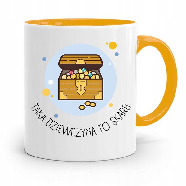 Kubek Żółty Dla Dziewczyny Taka Diewczyna To Skarb Z Nadrukiem Ze Zdjęciem zdjęcie 1