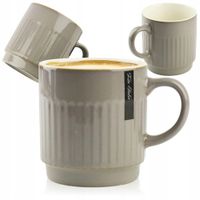 CERAMICZNY KUBEK NA KAWĘ HERBATĘ COFFE LATE ZDOBIONY 440 ML NA PREZENT