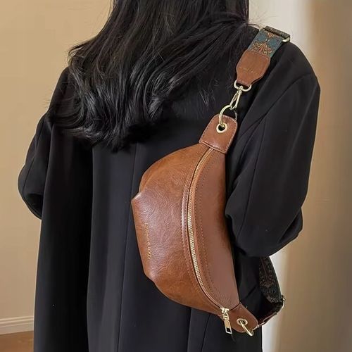 Torebka Damska Nerka BRĄZOWA Pojemna na Ramię Pasek Kolorowy Złoty Zamek na Arena.pl