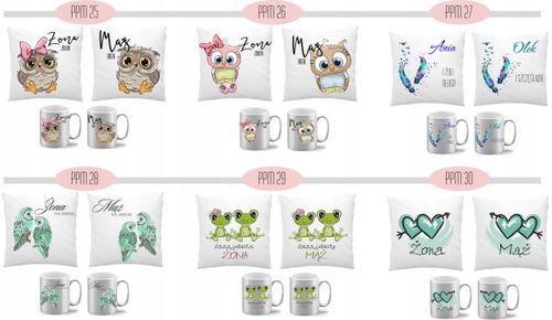 Prezent na ślub rocznicę Mąż i Żona Poduszka kubek na Arena.pl