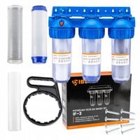 FILTR DO WODY WSTĘPNY KORPUS OBUDOWA FI 1'' GW 3-STOPNIOWY +WKŁADY ZESTAW