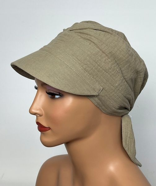 Turban chusta na lato z daszkiem Tess M-1 muślinu także po chemioterapii zdjęcie 6