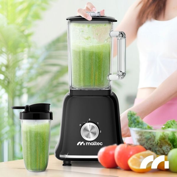 BLENDER KIELICHOWY SZKLANY DO KOKTAJLI SMOOTHIE MŁYNEK 2 BIDONY DUŻY 1600ML zdjęcie 7