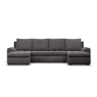 Narożnik U, z leżankami, BOSCO, sztruks, 302x159x89 cm, szary | TYLETEGOTU