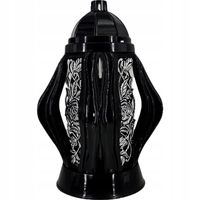 Duży znicz 35cm z pięknym motywem kwiatów nowy wzór ażurowy czarny srebrny