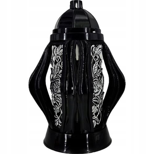 Duży znicz 35cm z pięknym motywem kwiatów nowy wzór ażurowy czarny srebrny na Arena.pl