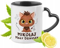 Kubek Czarny Z Uszkiem W Kształcie Serca Dla Mikołaja Idealny Na Prezent