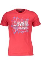 KOSZULKA CAVALLI CLASS Z KRÓTKIM RĘKAWEM MĘSKA CZERWONA XL