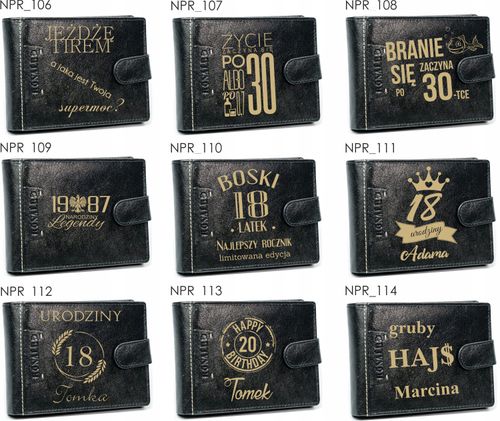 Portfel męski z grawerem NAPISEM PREZENT dla niego na Arena.pl