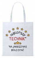 Torba Biała Eco Shopper Dla Technika Prezent Z Nadrukiem Ze Zdjęciem