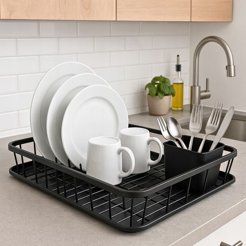 OCIEKACZ DUŻA SUSZARKA do NACZYŃ STOJĄCA na SZTUĆCE KUBEK TALERZE CZARNY na Arena.pl