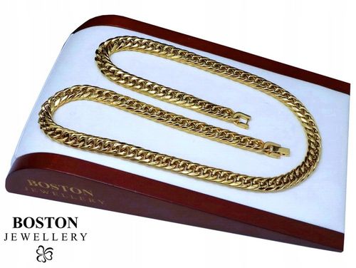 GRUBY ZŁOTY ŁAŃCUCH ŁAŃCUSZEK Z KRZYŻYKIEM STAL CHIRURGICZNA PREMIUM 9MM na Arena.pl