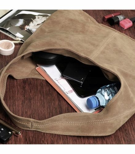 TAUPE ZAMSZOWA TOREBKA WOREK CAPPUCCINO ZAMSZ NATURALNY WOREK NA ZAMEK na Arena.pl