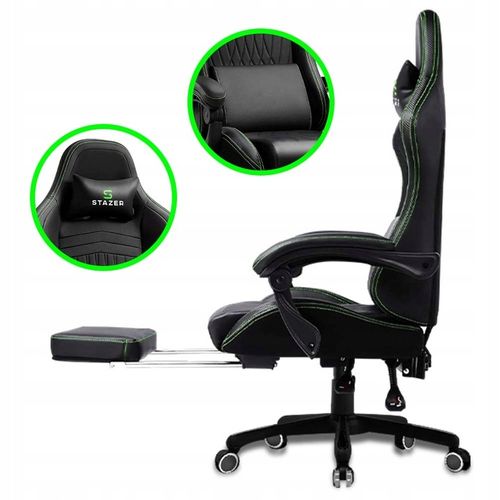 FOTEL KUBEŁKOWY OBROTOWY GAMINGOWY KRZESŁO GRACZA ERGONOMICZNY Z PODNÓŻKIEM na Arena.pl