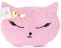 PINIATA NA URODZINY KOT KOTEK KOTKI URODZINOWA RÓŻOWA PINATA DUŻA 35CM 1SZT