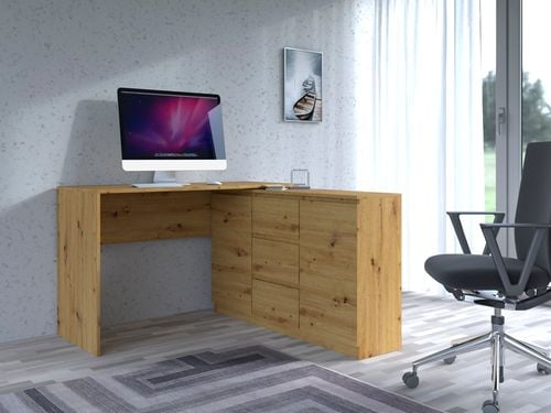 NAROŻNE BIURKO PLUS KOMODA 2D3S DĄB ARTISAN na Arena.pl