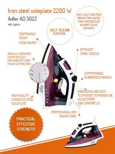 Żelazko 3000 W AD 5022 ADLER na Arena.pl