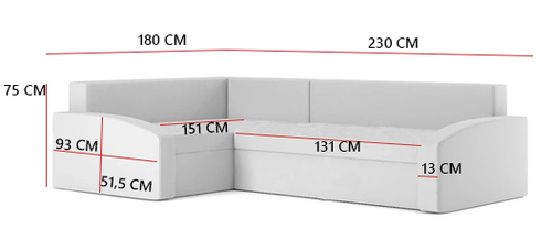 Duży narożnik, prawy, półka w prawym, LUSSO, 230x179x75 cm, szary, czarny na Arena.pl