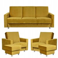 Zestaw mebli wypoczynkowy Alicja wersalka kanapa fotele pufy