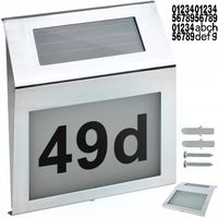 PODŚWIETLANY NUMER DOMU TABLICZKA LAMPA LED SOLARNA CZUJNIK STAL