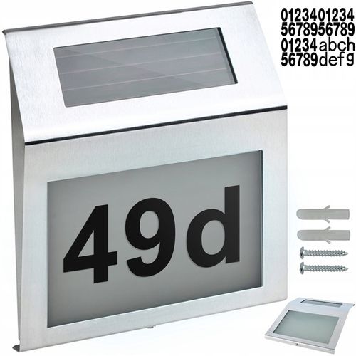PODŚWIETLANY NUMER DOMU TABLICZKA LAMPA LED SOLARNA CZUJNIK STAL na Arena.pl
