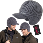 Czapka zimowa męska z daszkiem i osłoną na uszy uniwersalna młodzieżowa