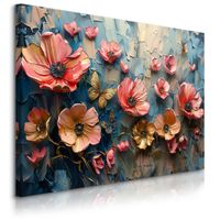 Obraz Canvas Do Salonu Polne Kwiaty Natura Abstrakcja Efekt 3D 100cm x 70cm