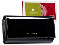 duży, skórzany portfel damski zamykany na zatrzask - peterson