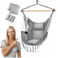FOTEL WISZĄCY KRZESŁO BRAZYLIJSKIE HUŚTAWKA HAMAK PODUSZKI GNIAZDO XXL