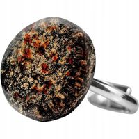 Pierścionek Harf czarny szkło murano damski kółko