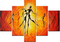 70 100CM OBRAZ 5 ELEM AFRYKAŃSCY TANCERZE DRUK PŁÓTNO