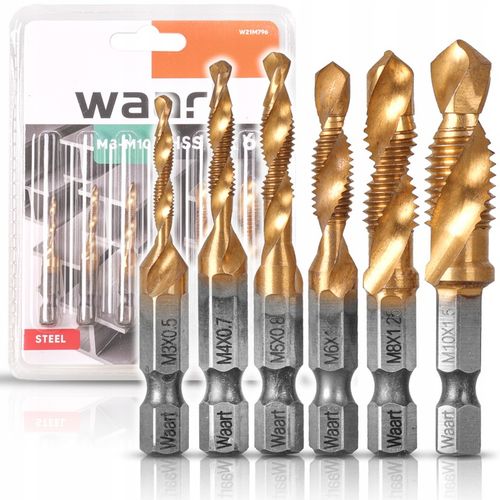 WIERTŁA GWINTUJĄCE M3-M10 zestaw 6 szt GWINTOWNIKI ZESTAW GWINTOWNIKÓW HSS na Arena.pl