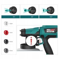 Pistolet Natryskowy Malarski Elektryczny 500W 1200ml 4 Dysze 3 Wzory