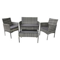 18259 ZESTAW MEBLI RATTANOWYCH SZARE OGRODOWE ZE STOLIEKIM DLA 4 OSÓB